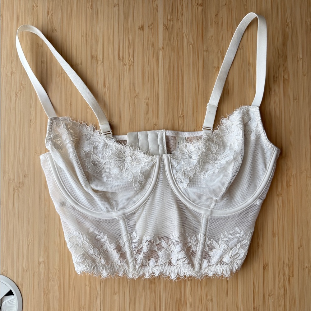 Skims Lace Longline Bralette - Cream